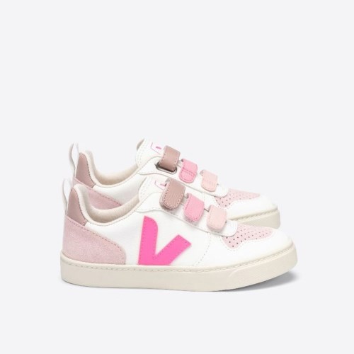 Veja V-10 Velcro Chromefree Lasten Kengät Valkoinen/Pinkki (S88Y97)